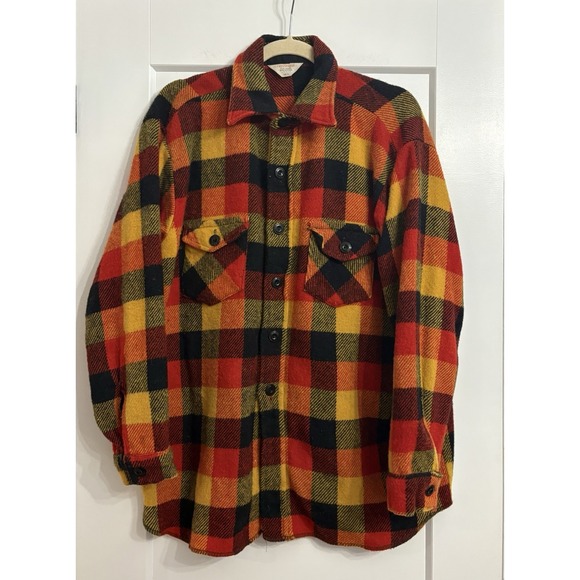 Vintage 60s Frostproof Men's 16.5 Wool Blend Plaid‎ Flannel Shirt Jacket